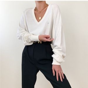 Vintage Christian Dior V-Neck White sweater